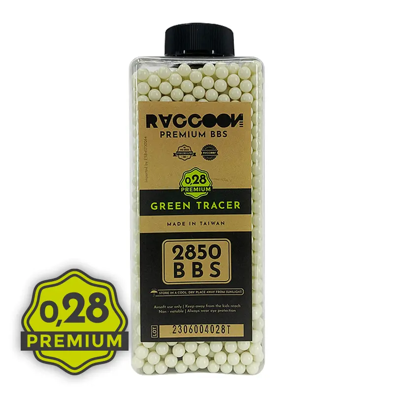 RACCOON PREMIUM BBS - 0.28g GREEN TRACER - 2850 BBS